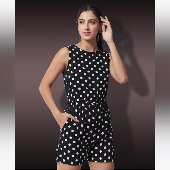 Pants - Black and white polka dot onesie/ romper [Free add on item]